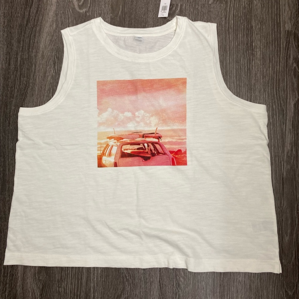 🆕 Old Navy XXL Vintage Loose Sleeveless Graphic Tee for Women NWT